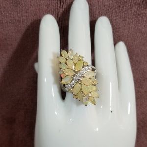 Opal & Bella Luce set in silver size 7